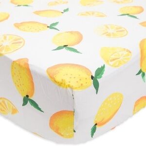 Little Unicorn 100% Cotton Percale Crib Sheet,  Lemon Design